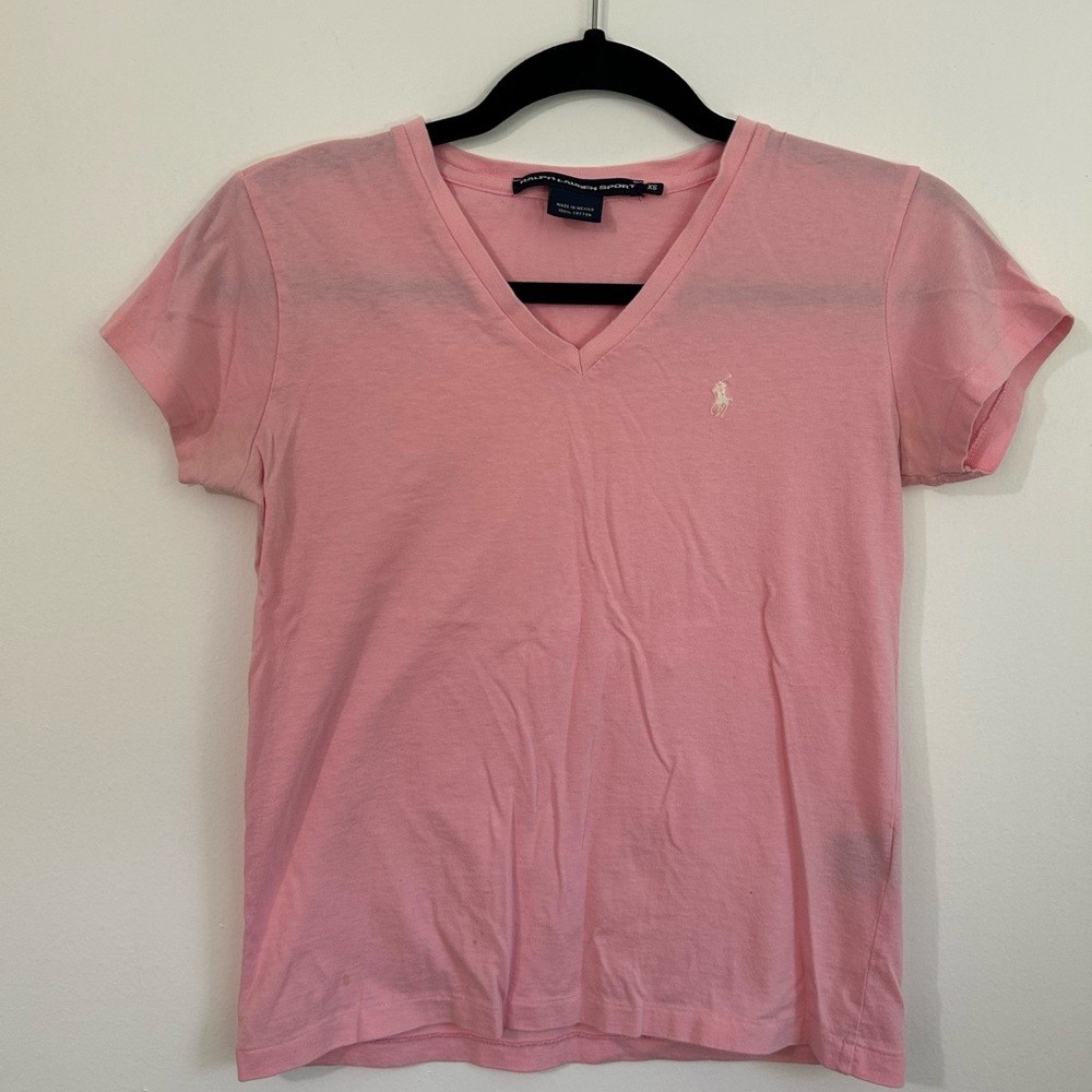 Ralph Lauren Pink V-Neck Short Sleeve Tee